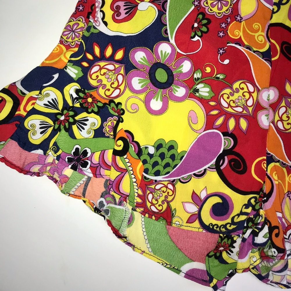 ZARA Retro 60's Psychedelic Floral Ruffled Shorts - Picture 4 of 5